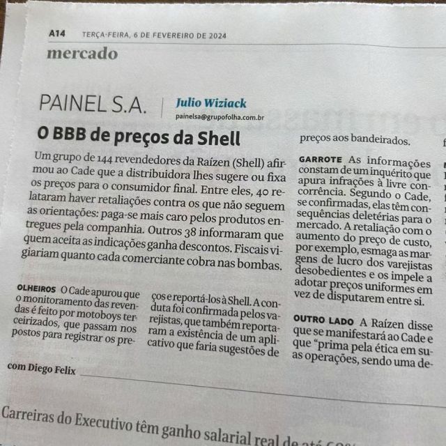Fonte:
 https://www1.folha.uol.com.br/colunas/painelsa/2024/02/cade-investiga-bbb-de-precos-da-shell.shtml

https://minaspetro.com.br/noticia/cade-investiga-bbb-de-precos-da-shell/