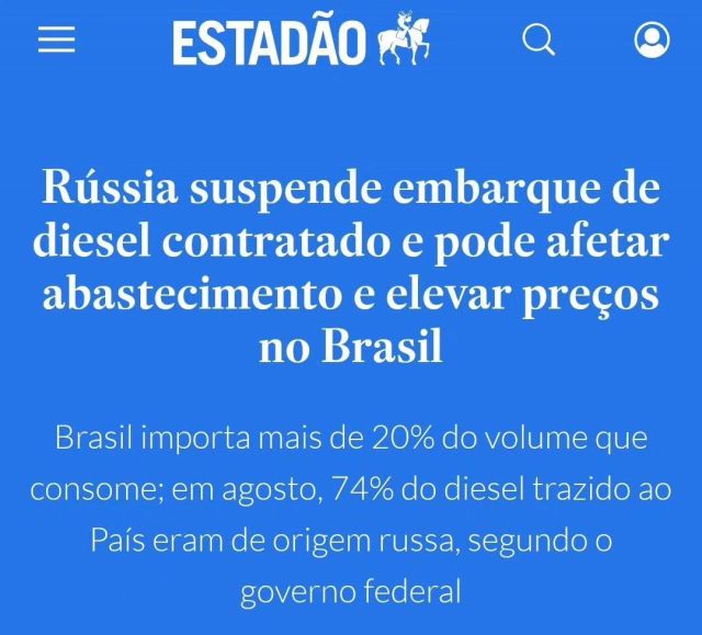 Mais um capítulo da novela do diesel...

https://www.estadao.com.br/economia/russia-suspende-embarque-diesel-abastecimento-precos-brasil/